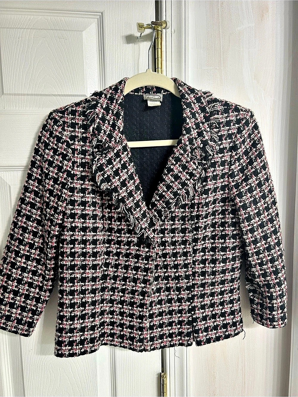 Raye Checkered Blazer in Black & Pink Size 5